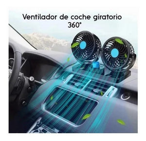 Ventilador Doble para Carro Potente y Silencioso con Rotación Ajustable